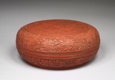 图片[2]-Round box with phoenix decor/ Carved red lacquerware-China Archive